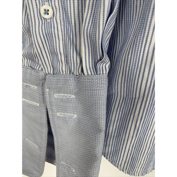 Bugatchi Uomo Button Down Shirt Mens 15 1/2 Med Blue Striped Casual Designer - Picture 4 of 11